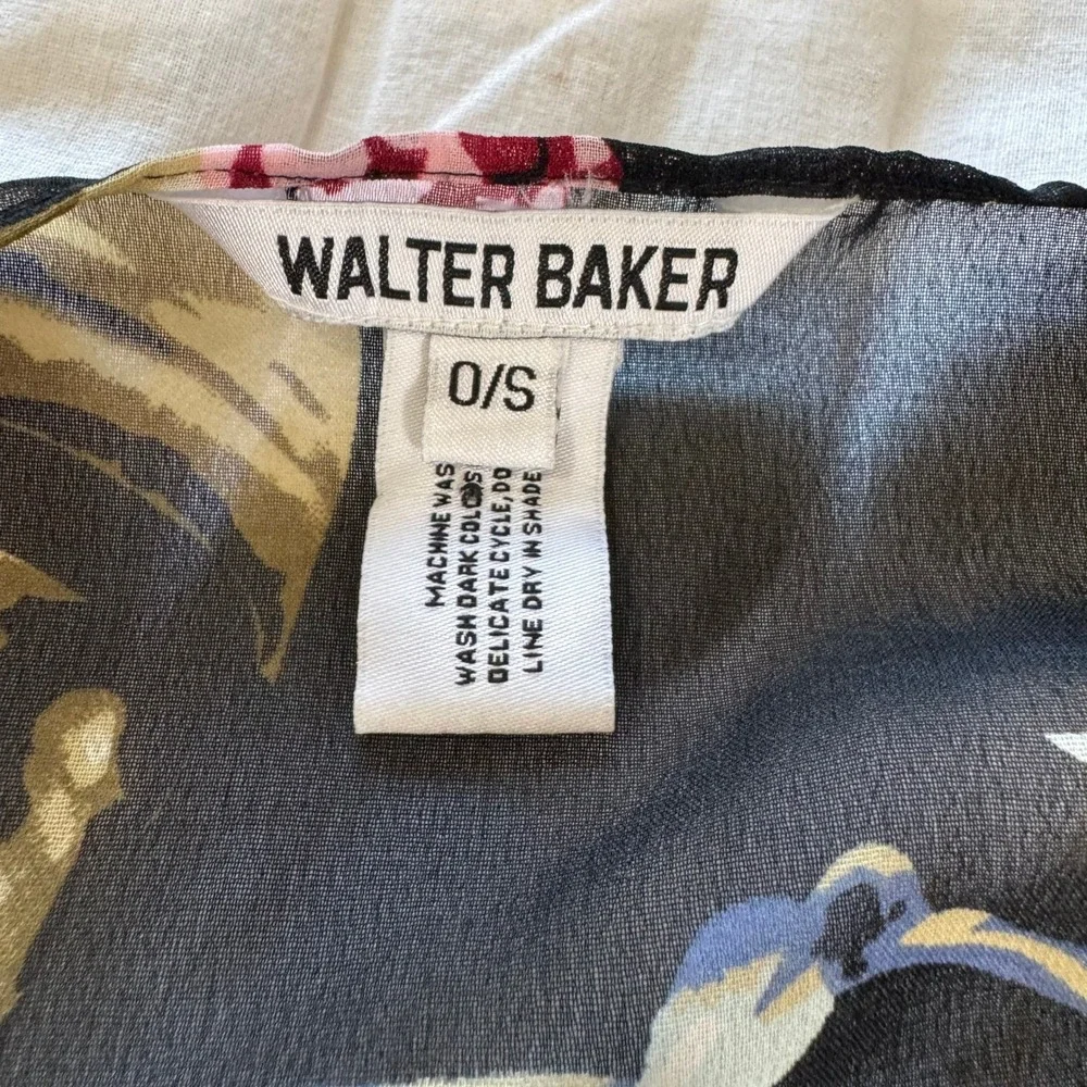 Walter Baker Floral Sheer Kimono Women's Size O/S Black Tropical Boho Longline